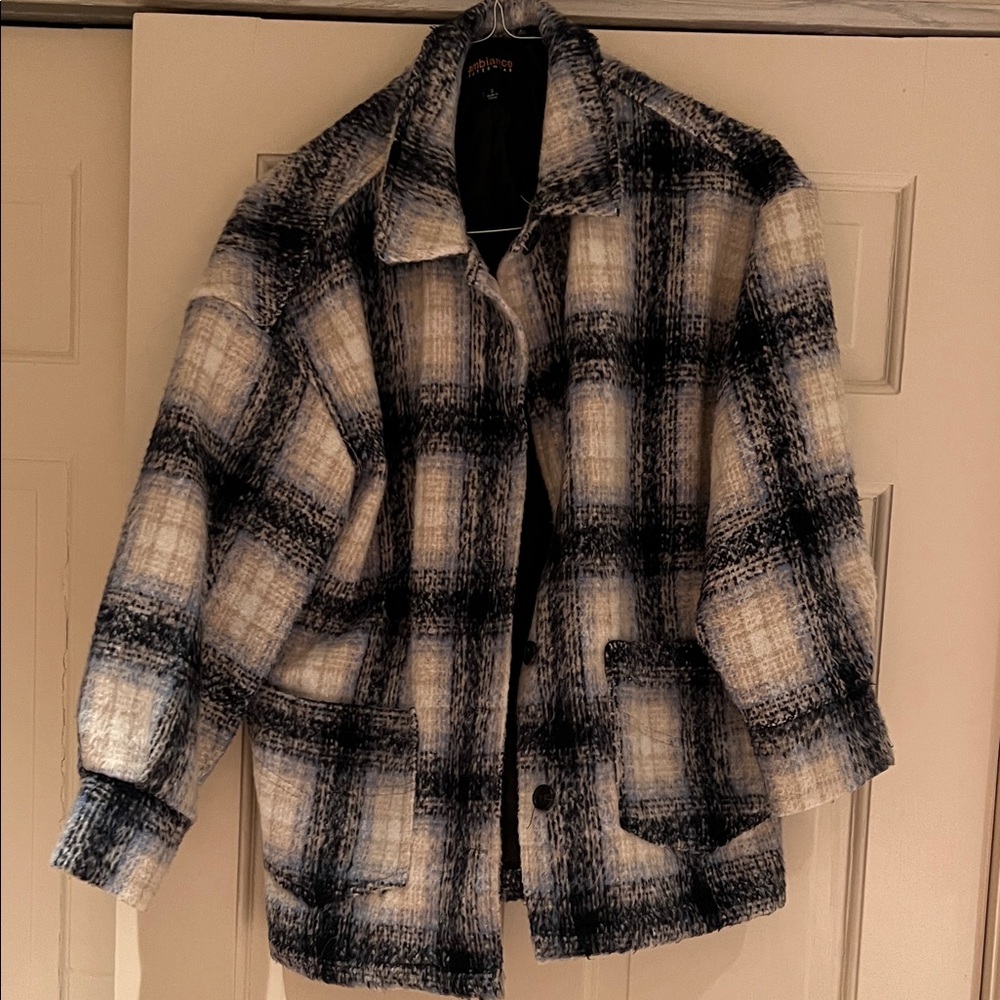 Oversized Stylish Plaid Button-Up Jacket